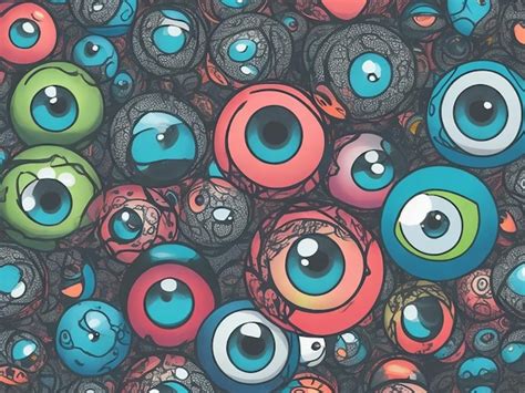 Ilustraci N De Dibujos Animados De Patr N De Bolas De Ojos Foto Premium