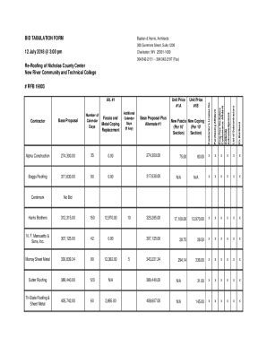 Fillable Online BID TABULATION SHEET Washington State Parks Fax Email