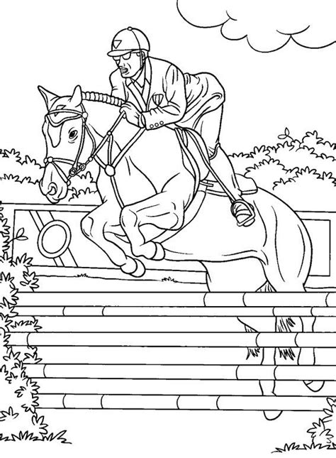 Coloriage Cheval Qui Saute Un Obstacle Et Dessin Gratuit Imprimer 48100