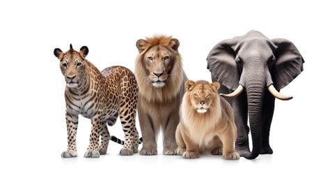 Premium AI Image | a group of wild animals on a white background