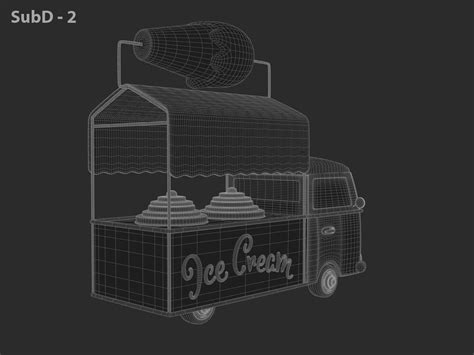 3d Model Cartoon Ice Cream Car Truck Subdivision Ready For Film Vr Ar