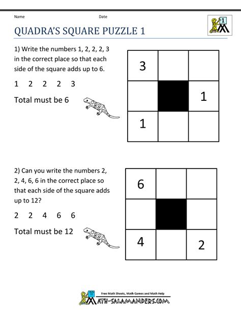 Math Puzzles for 1st Grade