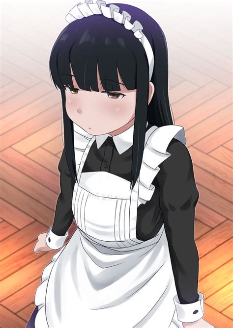 Safebooru 1girl Alternate Costume Apron Bangs Black Dress Black Hair