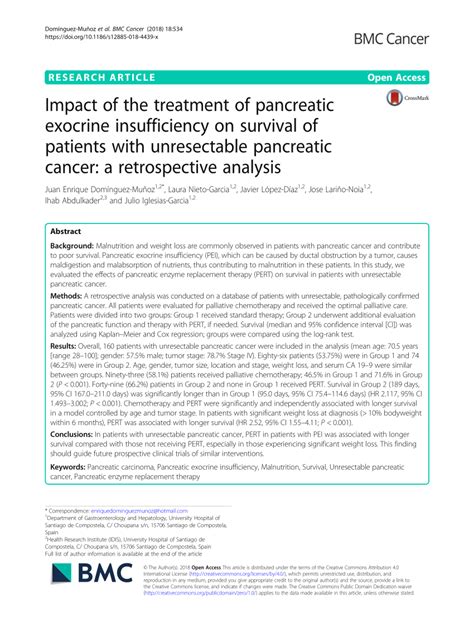 Pdf Impact Of The Treatment Of Pancreatic Exocrine Insufficiency On