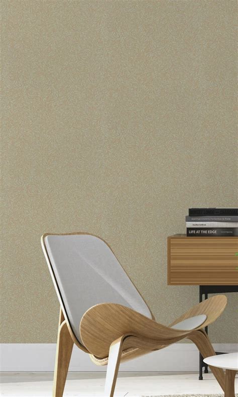 Shop Minimalist Beige Leaves Tropical Metallic Wallpaper | Burke Decor