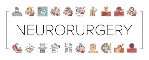 Neurosurgery Medical Treatment Icons Set Vector Vector Art At