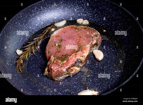 Grilled Premium Rib Eye Beef Steak In The Pan Cooking Steak In The