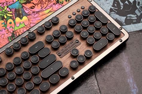 azio industry  luxury vintage keyboard indiegogo work desk