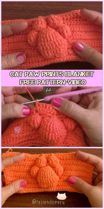 Crochet 3d Cat Paw Prints Blanket Free Crochet Pattern Video Paw Crochet Crochet Cat Pattern