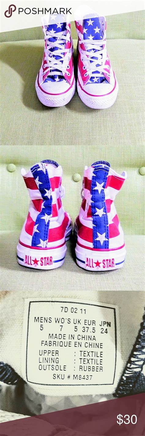 Size 7 All-Star American Flag Converse July 4th | American flag ...