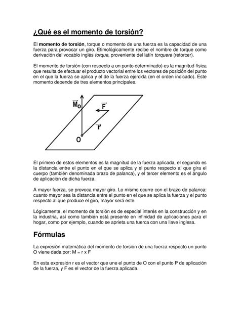 Momento De Torsion Qu Es El Momento De Torsi N El Momento De