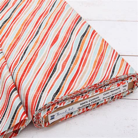 Premium Cotton Quilting Fabric Sold By The Yard Patterned Stripe Ora —