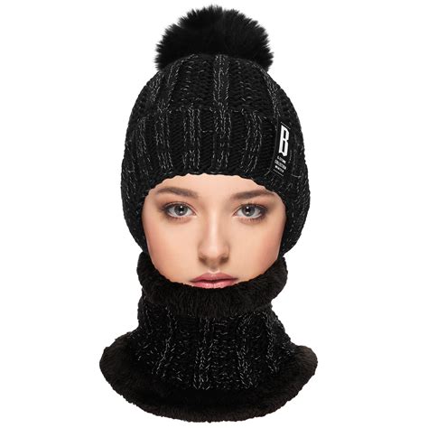 Sixwipe 2 Pack Winter Knitted Hat Scarf Set Warm Knit Beanie Hat