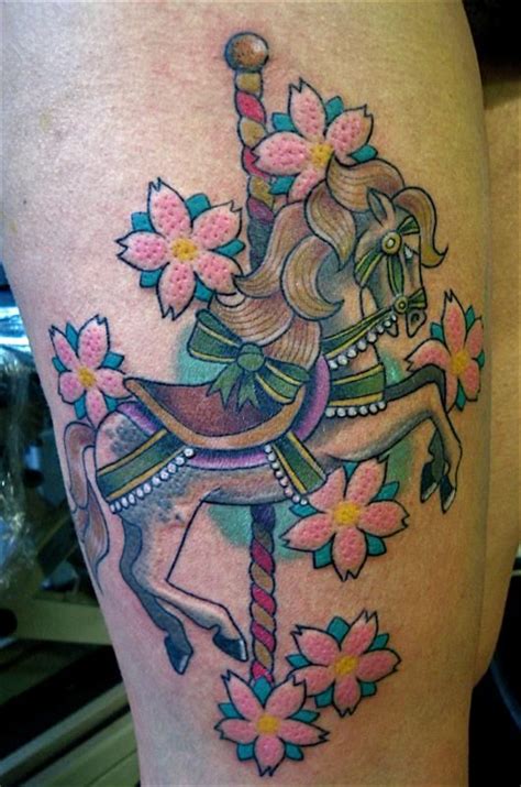 Carousel horse and flowers Tattoo Picture | Last Sparrow Tattoo ...