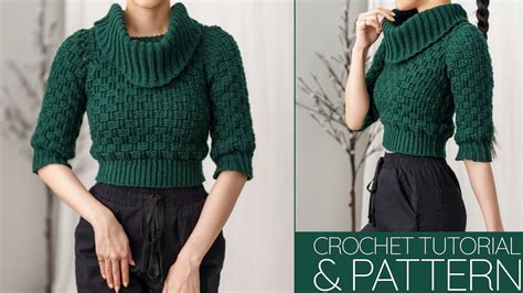 How To Crochet Cowl Neck Sweater Pattern And Tutorial Diy Youtube