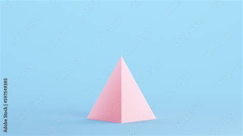 Pink Pyramid Geometric Shape Solid Face Structure Kitsch Blue