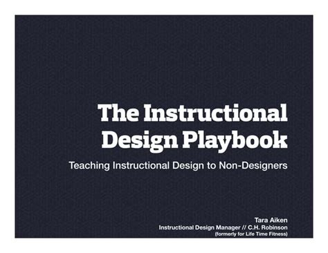 The Instructional Design Playbook Ppt