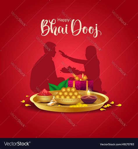 Indian Festival Happy Bhai Dooj Concept Rakhi Vector Image