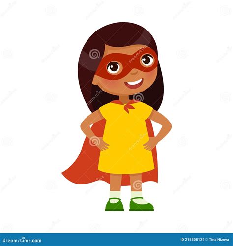 Brave Petite Fille Indienne Dans Une Pose Héroïque Et Un Costume De