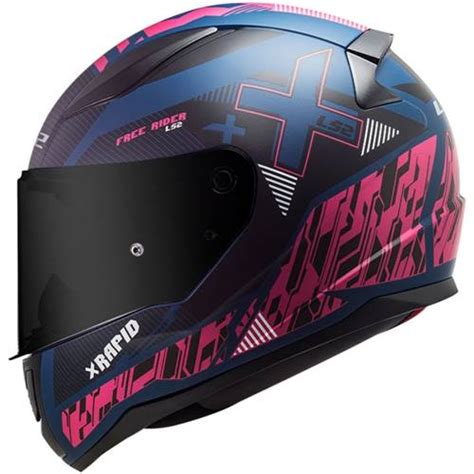 Capacete LS2 FF353 Rapid Xtreet Azul Roxo Grid Motors