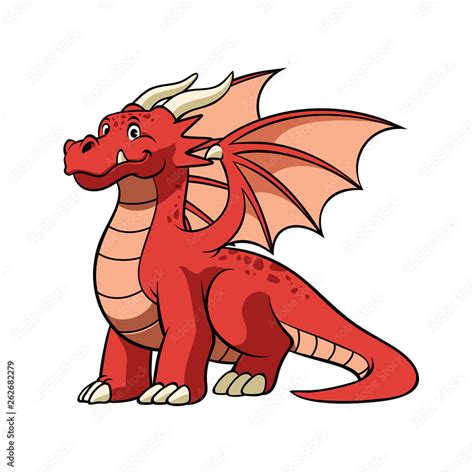 cartoon red dragon in smiling face Stock Vector | Adobe Stock