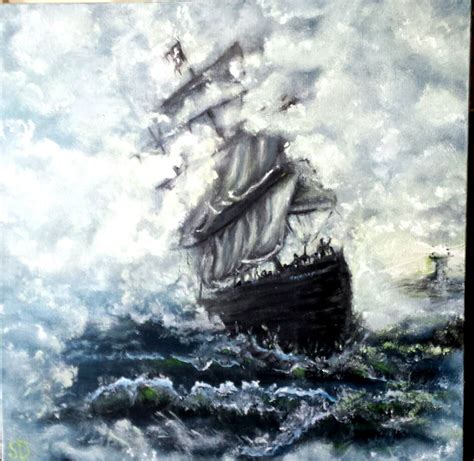 Ghost Pirate Ship Painting at PaintingValley.com | Explore collection ...