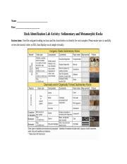 Unit Lab Sedmetrocks Docx Name Date Rock Identification Lab