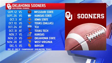 Ou Football Printable Schedule