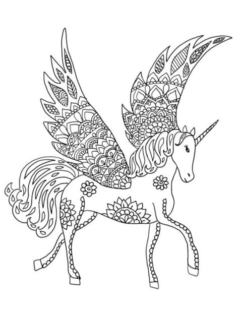 Coloriage Licorne Ailée à Imprimer