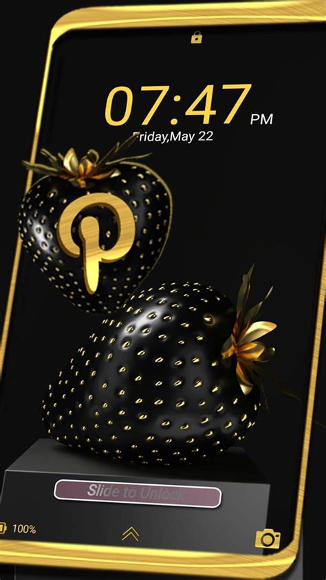 Golden Black Strawberry Theme For Android Download