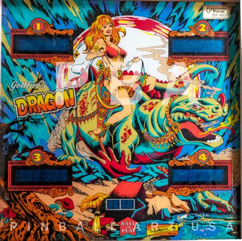 Dragon SS 1978 Gottlieb Backglass Pinball Art USA