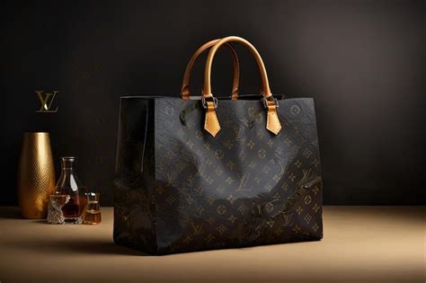 Premium AI Image | a close up of a louis vuitton bag and a bottle of ...