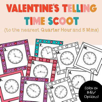 Telling Time Scoot Telling Time To The Nearest 5 Mins 1 4 Hr