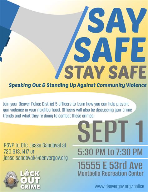 Say Safe Stay Safe Meeting Denver Police Department — Nextdoor — Nextdoor