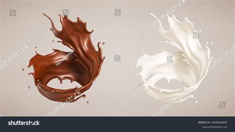 Milk Chocolate Splash Milkshake Melted Brown Stock Vector Royalty Free