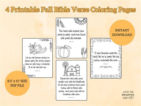 Printable Fall Bible Verse Coloring Pages Set - Etsy