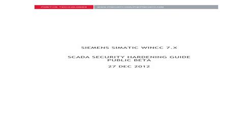 SIEMENS SIMATIC WINCC 7 X SCADA SECURITY HARDENING GUIDE PUBLIC PDF