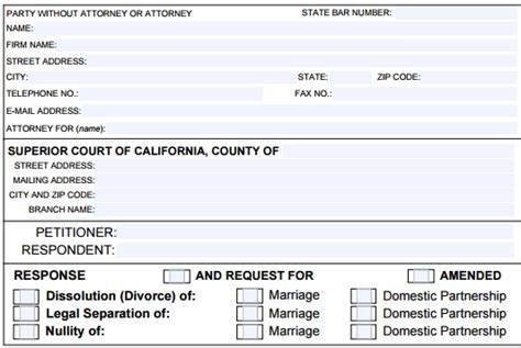 California Divorce Form Fl 120 Cristin Lowe Law