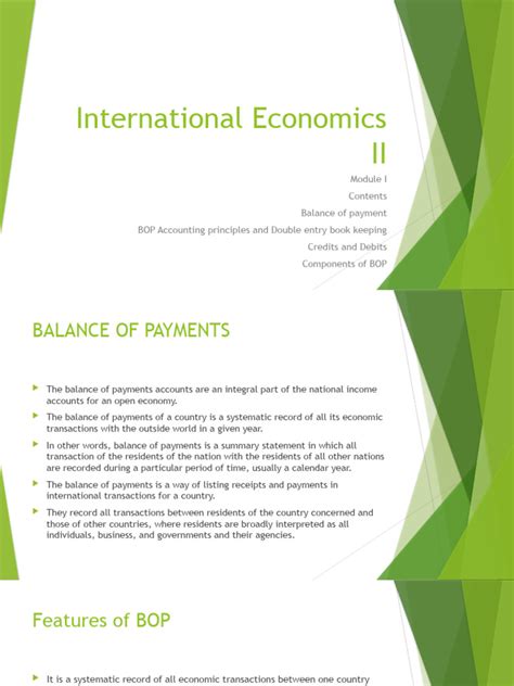 International Economics II | PDF | Balance Of Payments | Debits And Credits