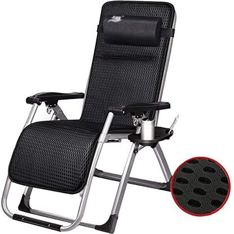 Foldable Recliner Oversized Zero Gravity Lazy Leisure Beach Chair with Cup Holder and Headrest ...