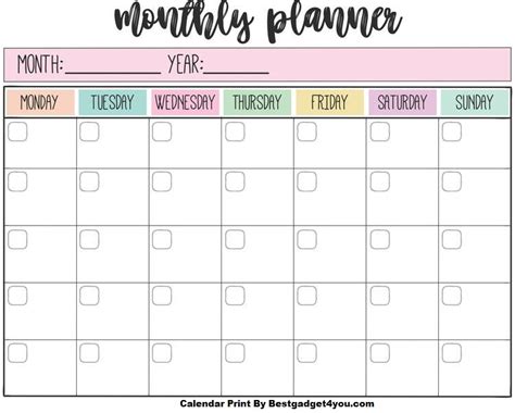 Monthly Planner For Daily Schedule Planning Report - bestgadget4you ...