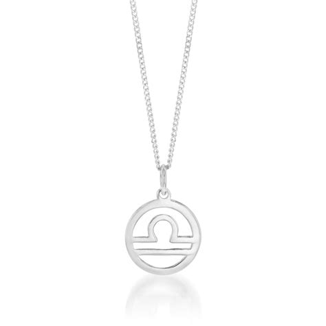 Sterling Silver Round Zodiacstar Sign Libra Pendant Grahams Jewellers