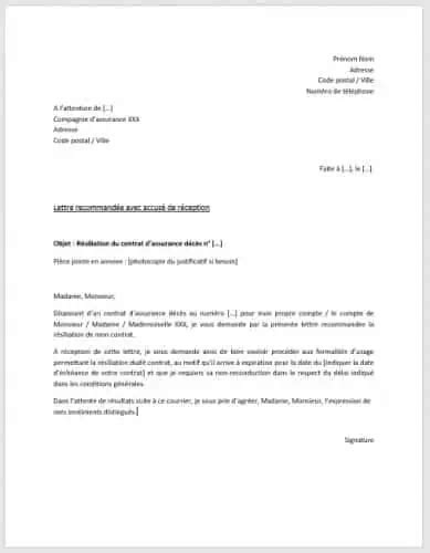 Mod Le De Lettre De R Siliation Titre Conservatoire