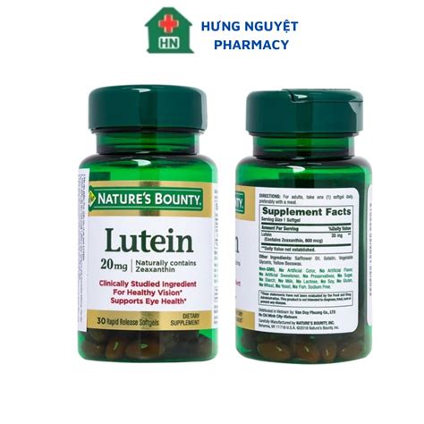 Lutein Natures Bounty 20mg Bổ Mắt Tăng Cường Thị Lực Lọ 30 Viên