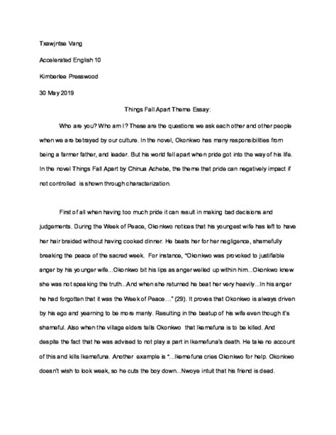 (PDF) Things Fall Apart Theme Essay