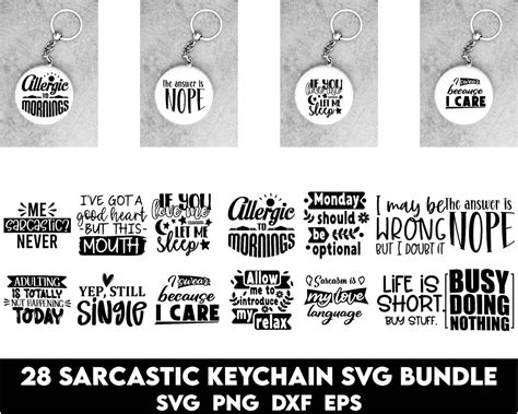 Sarcastic Keychain SVG Bundle Funny Keychain Quotes SVG Hand Lettered