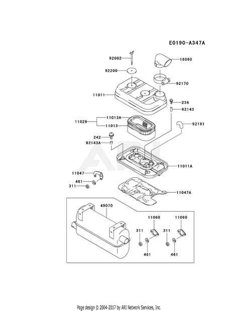 Kawasaki Fd620d Cs16 4 Stroke Engine Fd620d Parts Diagram For Air Filter Muffler