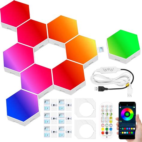 Falesoul Hexagon Led Wall Lights Smart App Rgb Hexagonal Modular