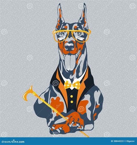 Doberman Pinscher Puppy. Drawing By Hand, Sketch. Engraving Style