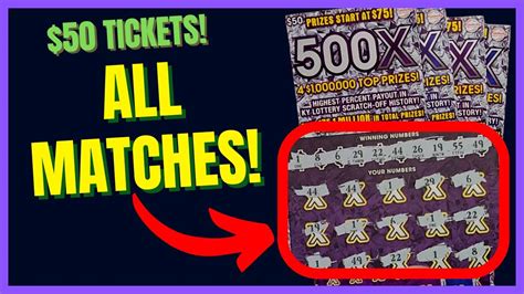 Matches Everywhere 50 500X Kentucky Lottery Tickets Scratching